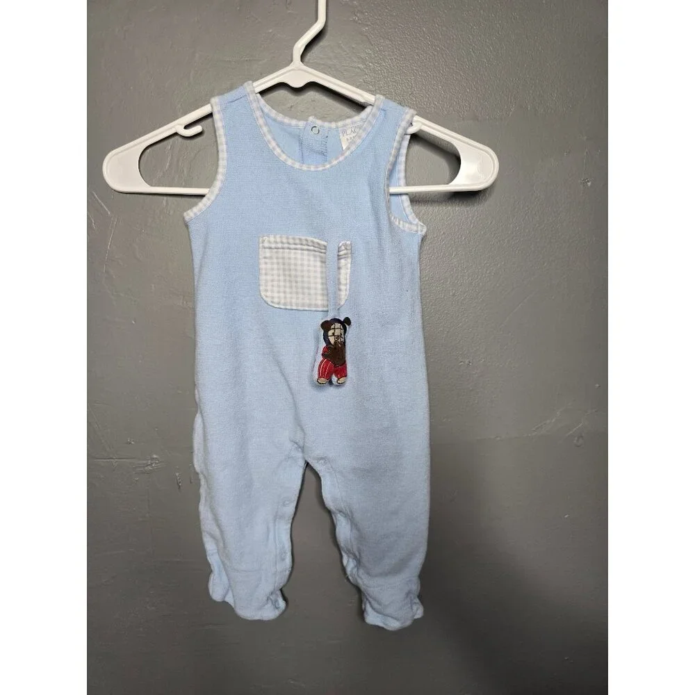Vintage The Children's Place Baby Boy Blue Bear One Piece